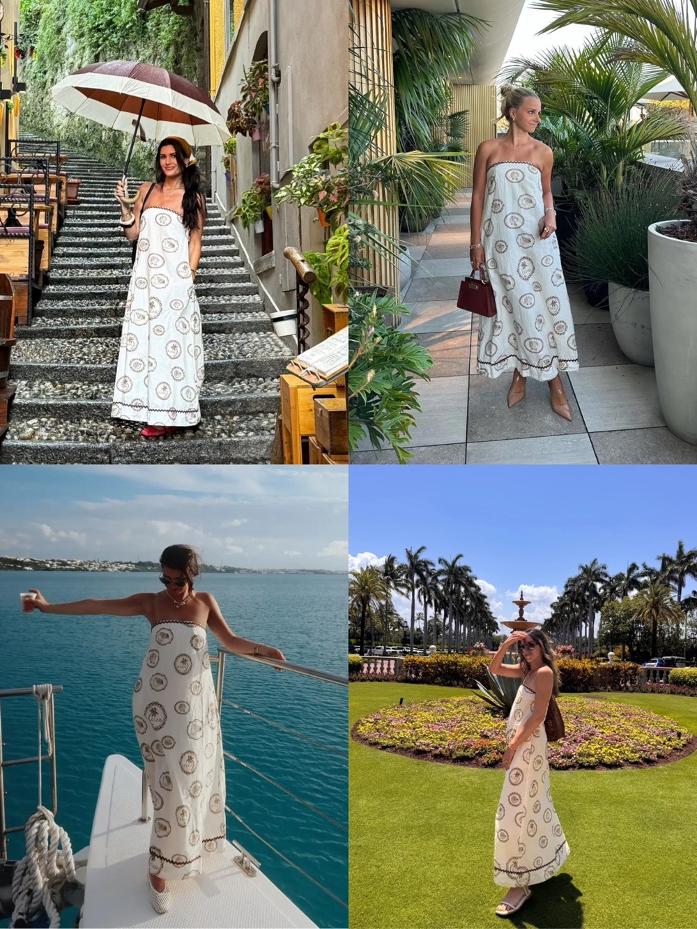Kivari • Anthropologie Ciao Strapless Maxi Dress white linen print rickrack - Picture 15 of 15